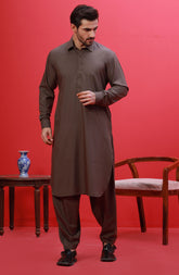 FESTIVE'23 MEN KAMEEZ SHALWAR CASUAL BROWN