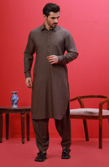 FESTIVE'23 MEN KAMEEZ SHALWAR CASUAL BROWN