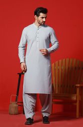 FESTIVE'23 MEN KAMEEZ SHALWAR PLAIN SLATE GREY