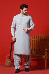 FESTIVE'23 MEN KAMEEZ SHALWAR PLAIN SLATE GREY