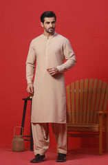FESTIVE'23 MEN KAMEEZ SHALWAR PLAIN LIGHT BEIGE