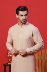 FESTIVE'23 MEN KAMEEZ SHALWAR PLAIN LIGHT BEIGE