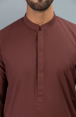 PRE WINTER'23 MEN KAMEEZ SHALWAR PLAIN BRICK RED