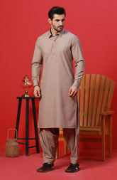 FESTIVE'23 MEN KAMEEZ SHALWAR SEMI FORMAL LIGHT BROWN