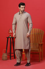 FESTIVE'23 MEN KAMEEZ SHALWAR SEMI FORMAL LIGHT BROWN