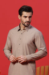 FESTIVE'23 MEN KAMEEZ SHALWAR SEMI FORMAL LIGHT BROWN