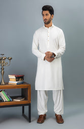 WINTER'23 MEN KAMEEZ SHALWAR CASUAL EGG WHITE
