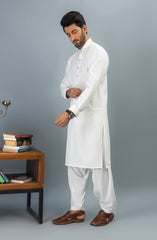 WINTER'23 MEN KAMEEZ SHALWAR CASUAL EGG WHITE