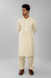 MEN KAMEEZ SHALWAR EMBROIDERED CREAM
