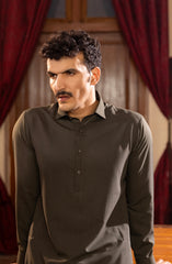 WINTER'23 MEN KAMEEZ SHALWAR PLAIN DEEP OLIVE