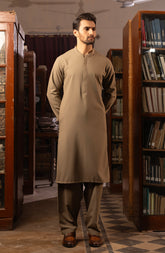 WINTER'23 MEN KAMEEZ SHALWAR CASUAL LIGHT BROWN