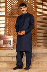 EXCLUSIVE WINTER'23 MEN KAMEEZ SHALWAR PLAIN NAVY BLUE