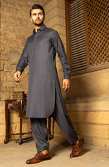 EXCLUSIVE WINTER'23 MEN KAMEEZ SHALWAR PLAIN CHARCOAL