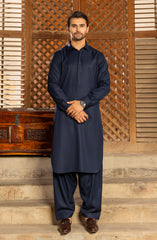 EXCLUSIVE WINTER'23 MEN KAMEEZ SHALWAR PLAIN NAVY BLUE