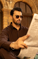 WINTER'23 MEN KAMEEZ SHALWAR PLAIN CHOCOLATE