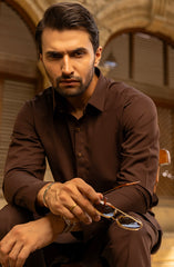 WINTER'23 MEN KAMEEZ SHALWAR PLAIN CHOCOLATE