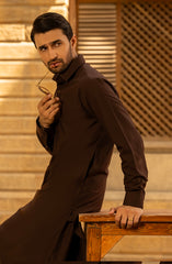 WINTER'23 MEN KAMEEZ SHALWAR PLAIN CHOCOLATE