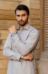 WINTER'23 MEN KAMEEZ SHALWAR PLAIN STONE GREY