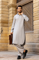 WINTER'23 MEN KAMEEZ SHALWAR PLAIN STONE GREY