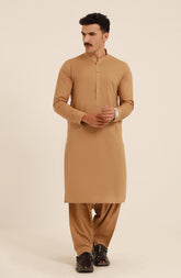 BEIGE COTTON KAMEEZ SHALWAR