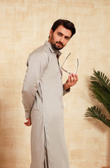 MEN KAMEEZ SHALWAR STEEL GREY