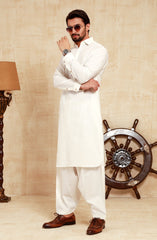 MEN KAMEEZ SHALWAR OFF WHITE