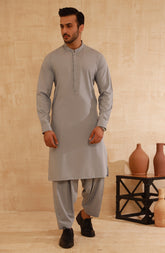 MEN KAMEEZ SHALWAR SILVER GREY