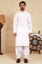 WHITE COTTON KAMEEZ SHALWAR