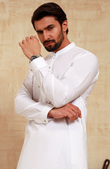 WHITE COTTON KAMEEZ SHALWAR