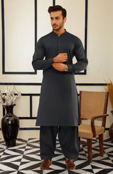 DARK GREY 100% COTTON KAMEEZ SHALWAR