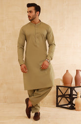 MEN KAMEEZ SHALWAR LIGHT OLIVE