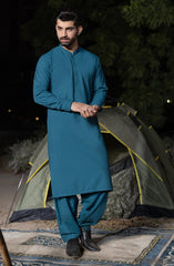 TEAL BLUE BLENDED KAMEEZ SHALWAR