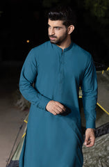TEAL BLUE BLENDED KAMEEZ SHALWAR