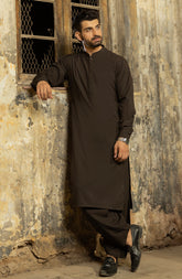 CHOCOLATE BROWN BLENDED KAMEEZ SHALWAR