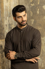 CHOCOLATE BROWN BLENDED KAMEEZ SHALWAR