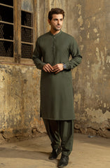 OLIVE GREEN BLENDED KAMEEZ SHALWAR
