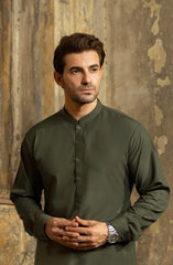 OLIVE GREEN BLENDED KAMEEZ SHALWAR