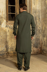 OLIVE GREEN BLENDED KAMEEZ SHALWAR