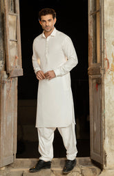 OFF WHITE BLENDED KAMEEZ SHALWAR