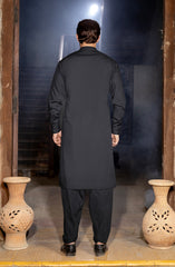 DARK GREY EMBROIDERED BLENDED KAMEEZ SHALWAR