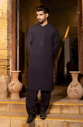 PURPLE EMBROIDERED BLENDED KAMEEZ SHALWAR