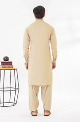LIGHT BEIGE EMBROIDERED BLENDED KAMEEZ SHALWAR