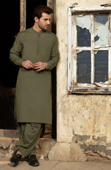 OLIVE BLENDED KAMEEZ SHALWAR