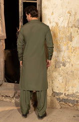 OLIVE BLENDED KAMEEZ SHALWAR