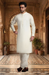 CREAM 100% COTTON KAMEEZ SHALWAR