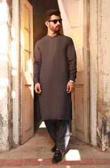 CHARCOAL KAMEEZ SHALWAR WITH WAIST COAT