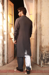 CHARCOAL KAMEEZ SHALWAR WITH WAIST COAT
