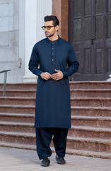 NAVY 100% COTTON KAMEEZ SHALWAR