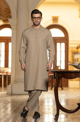 KHAKI BLENDED EMBROIDERED KAMEEZ SHALWAR