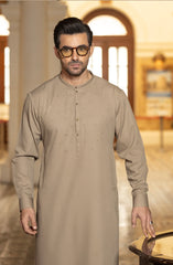 KHAKI BLENDED EMBROIDERED KAMEEZ SHALWAR